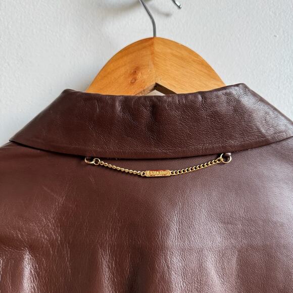 ST. JOHN SPORT Reversible Brown Leather Jacket - Picture 9 of 11